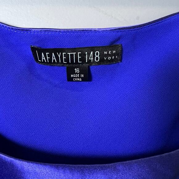 Lafayette 148 Silk Blue Tank Sleeveless Blouse Size 16 - Picture 3 of 6